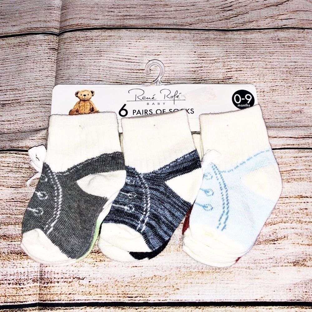 NWT Rene Rofe 6 Pair Infant Socks Size 0-9 Month